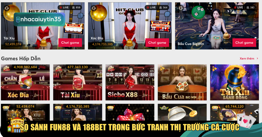 So sánh Fun88 và 188Bet trong bức tranh thị trường cá cược